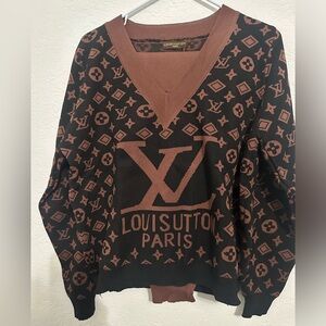 Louis Vuitton Chocolate and Black Knit Top